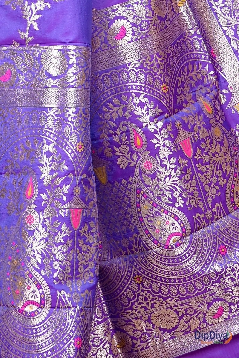 Lavender Cotton Silk Parosha Kathan Saree (509)